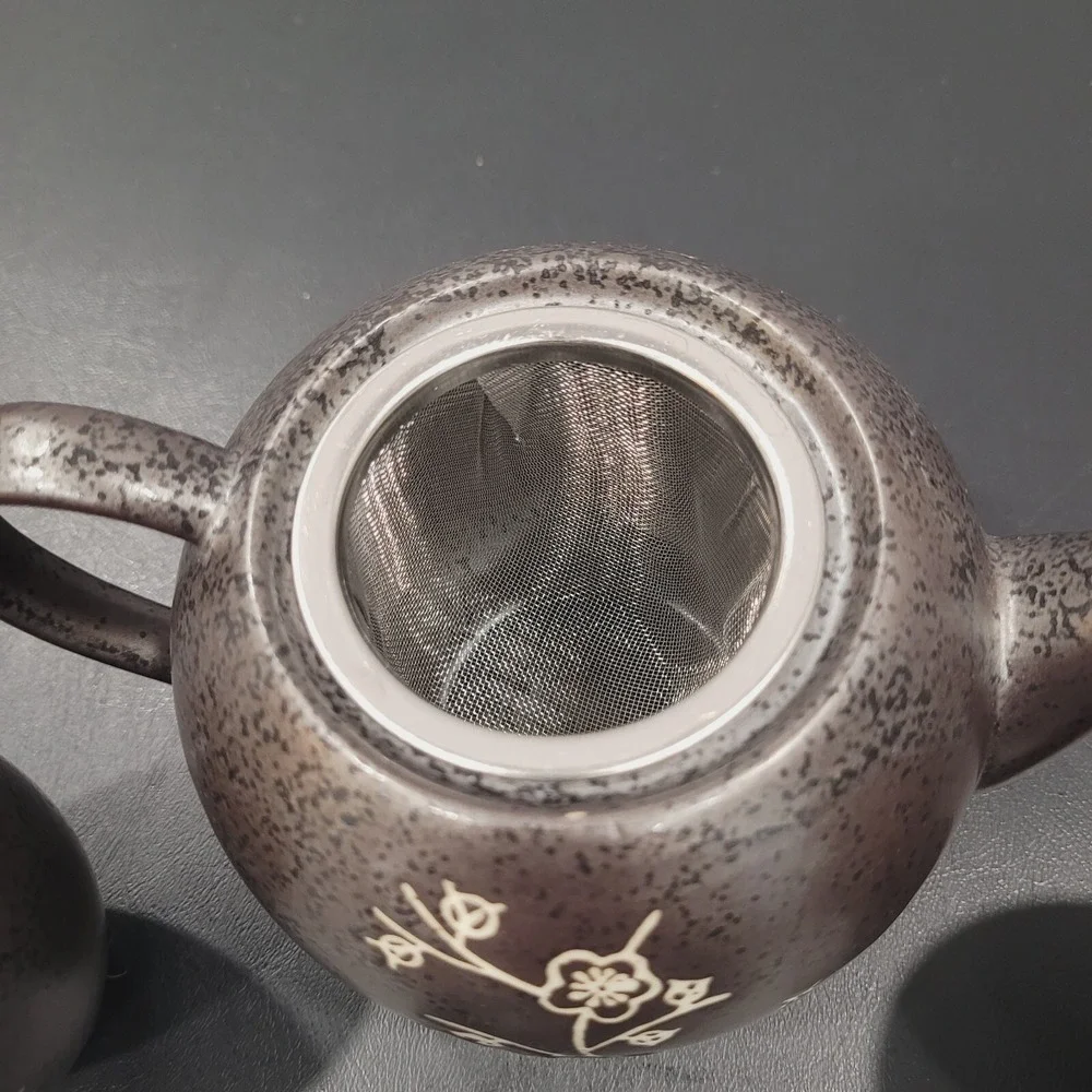 Japanese Teapot and cups with Seeper Strainer Black